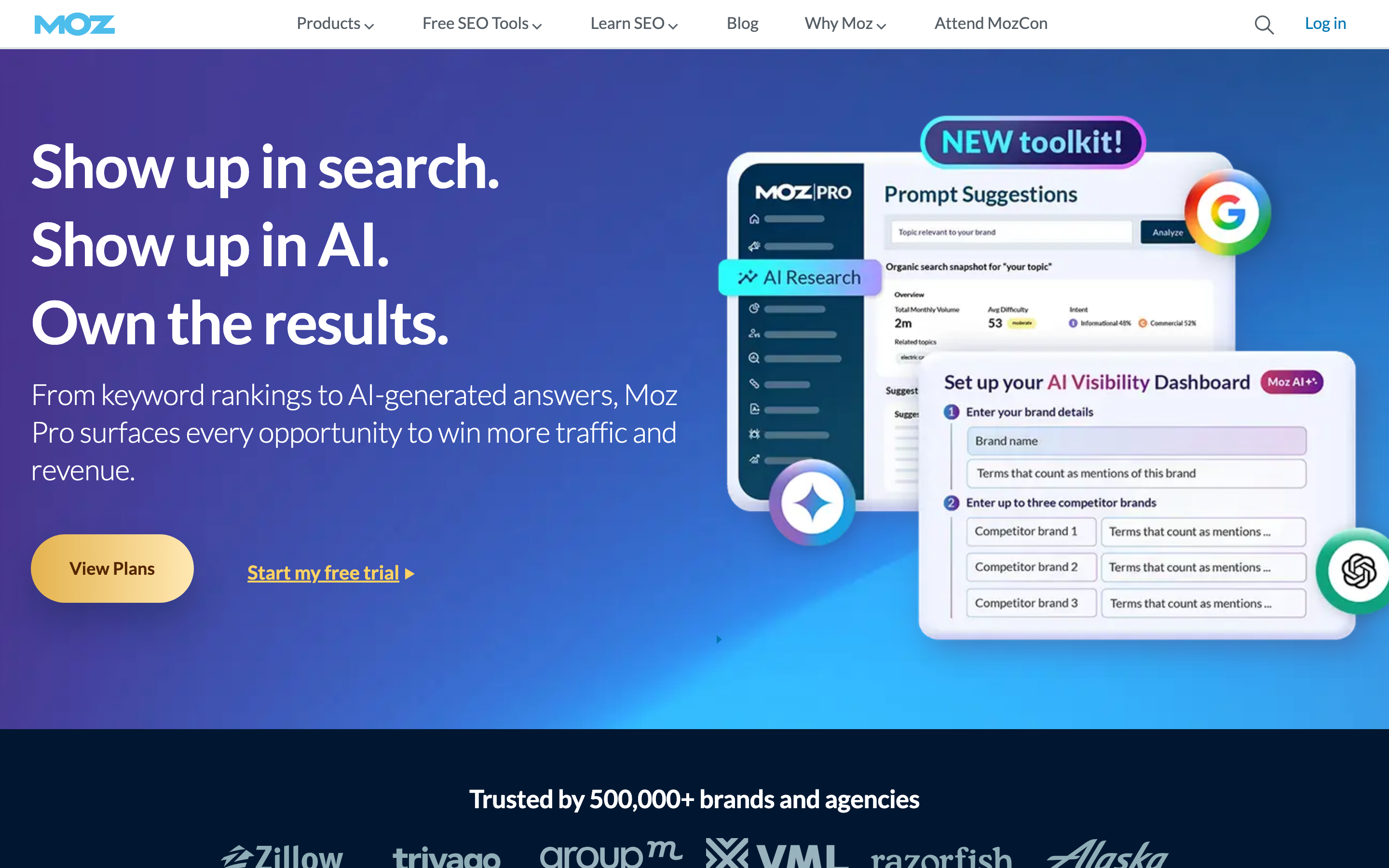 Moz Free Tools homepage