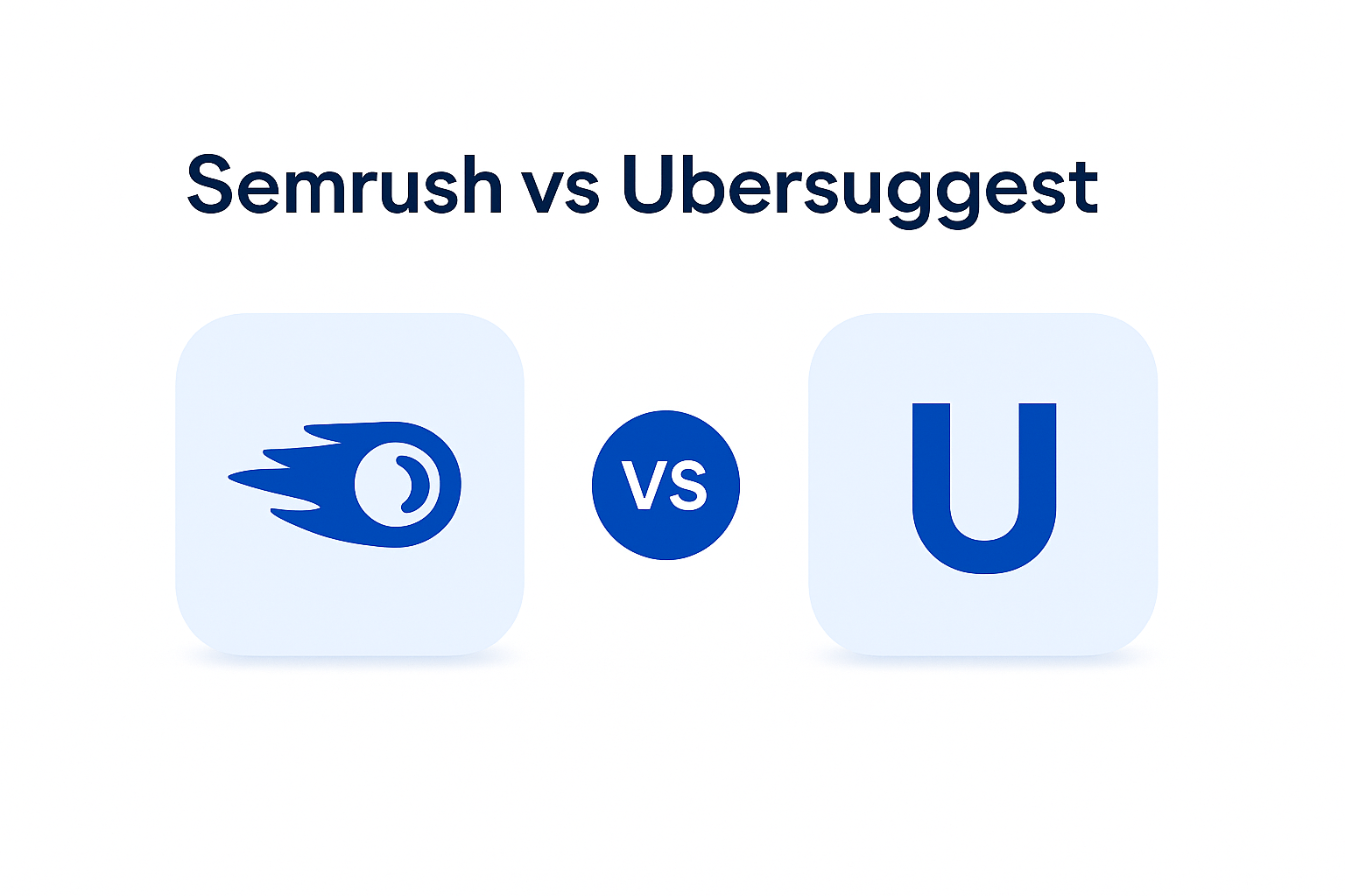 Infographic comparing Semrush (complete SEO platform), Ubersuggest (affordable SEO tool) and ChatSEO (AI on your real Search Console data)